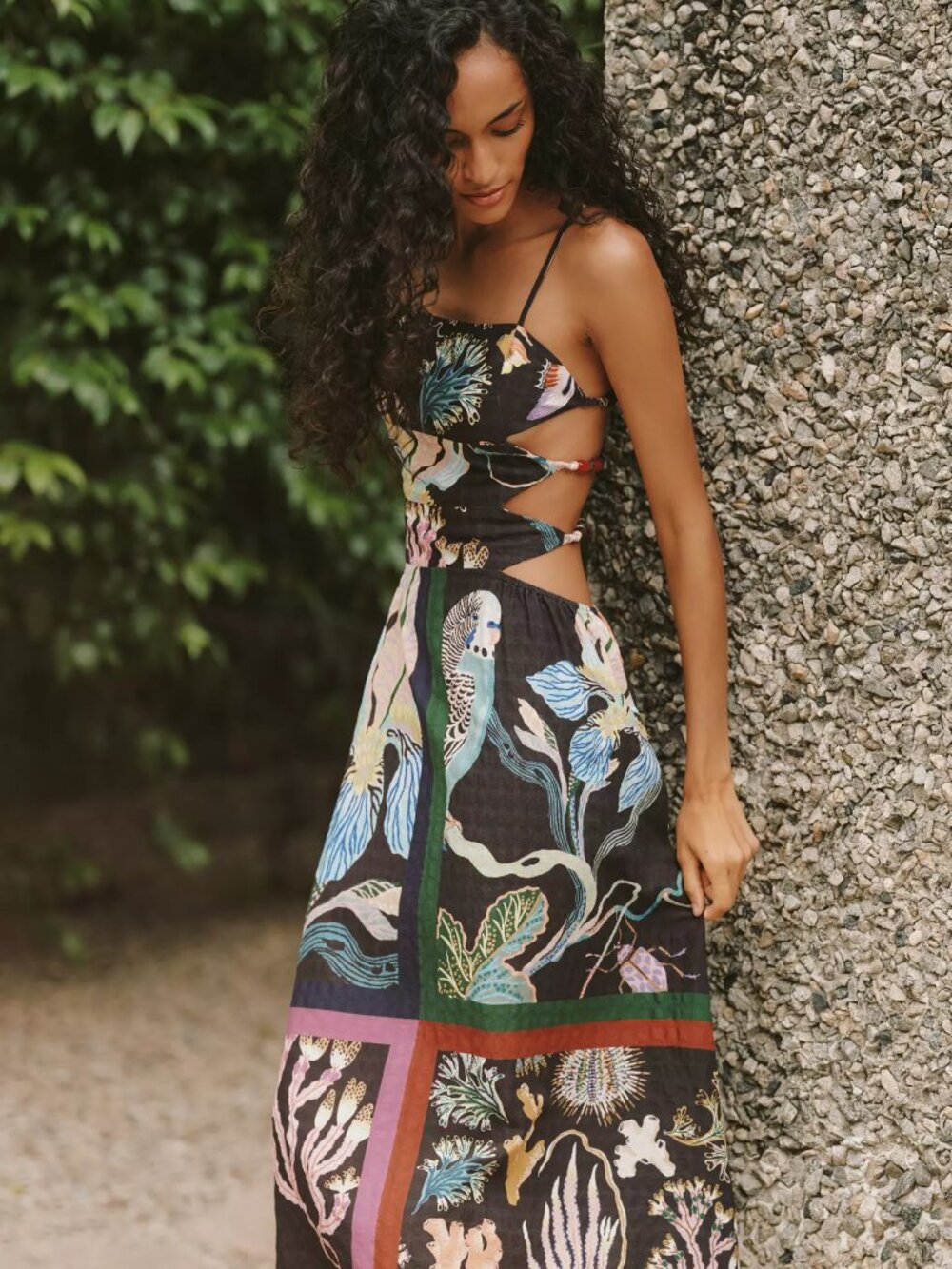 NWT Anthropologie Celandine x Sarah Gordon Cutout Bird Beaded Midi Dress - M